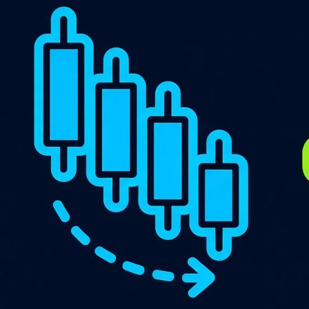 Falling candlestick chart icon.