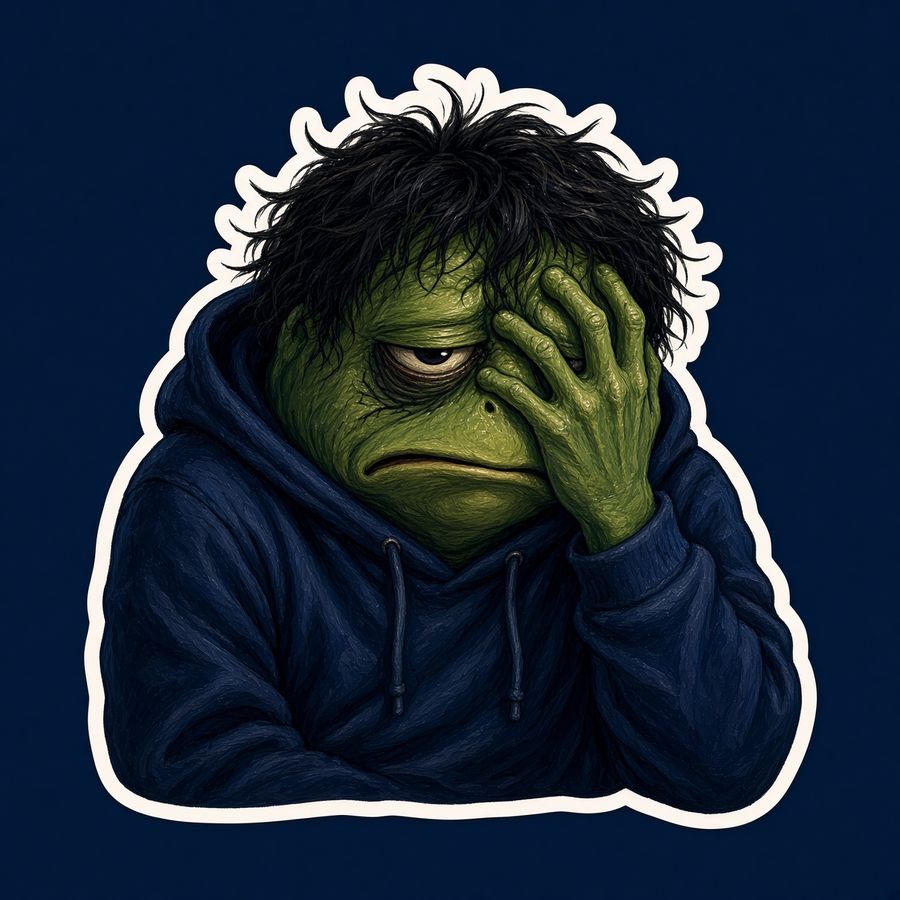 Sticker of the frog facepalming.