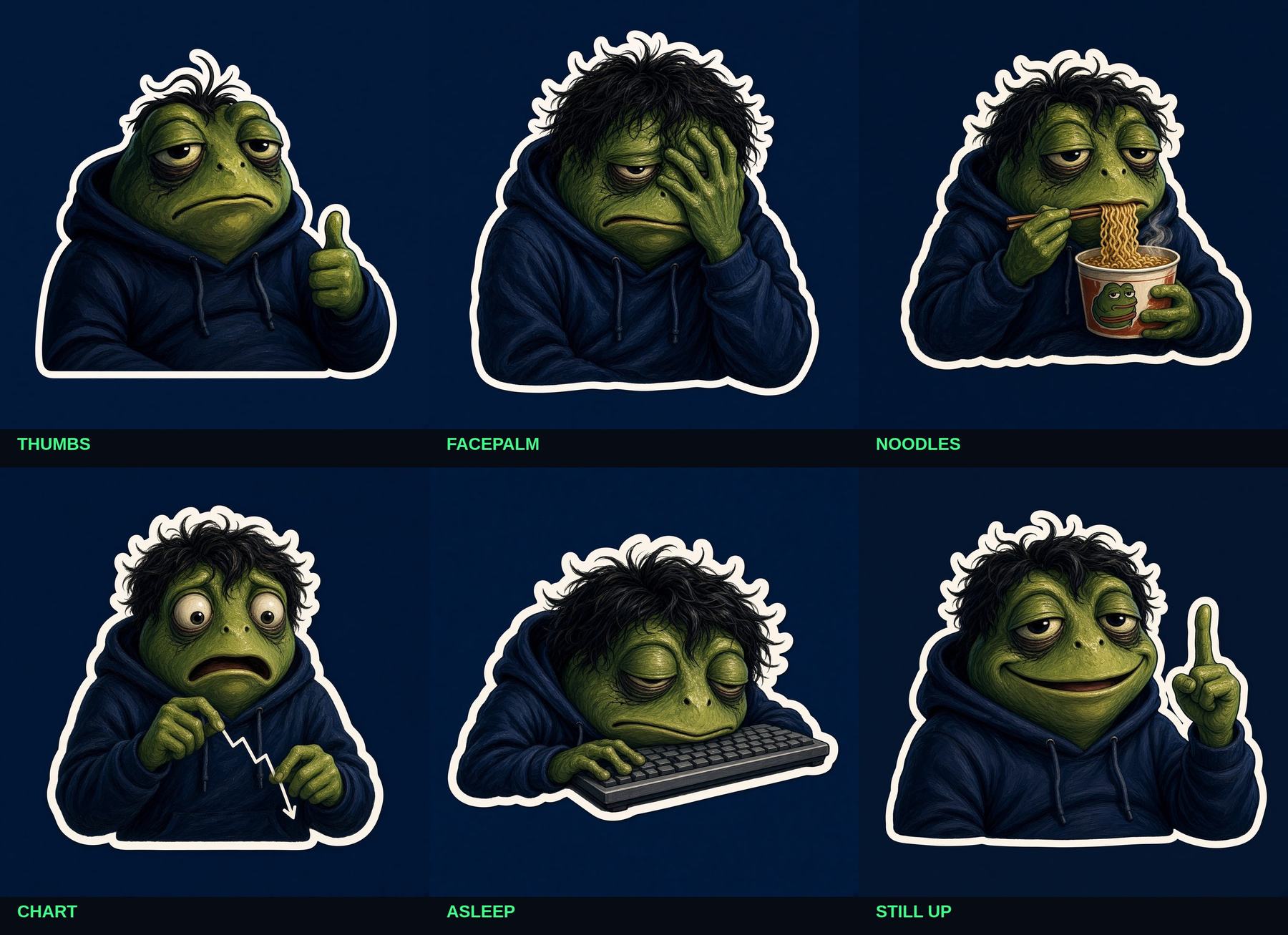 Sheet of six Broke Army frog stickers.