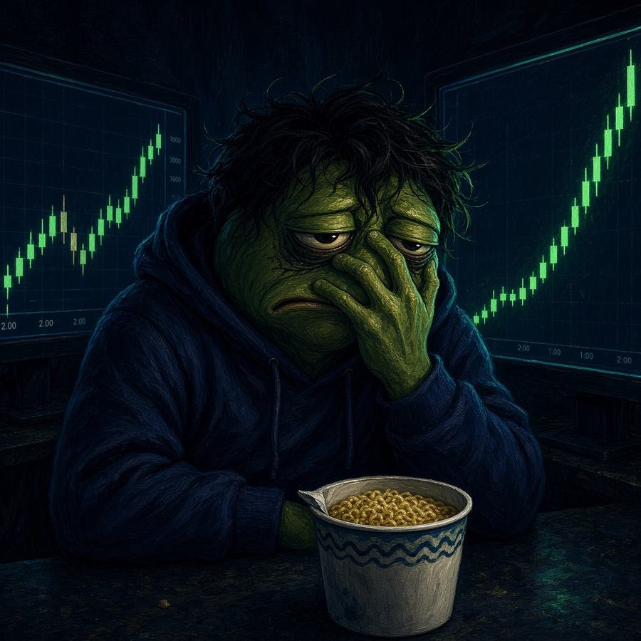 The frog facepalming between two monitors, one at the low and one after he bought back higher.